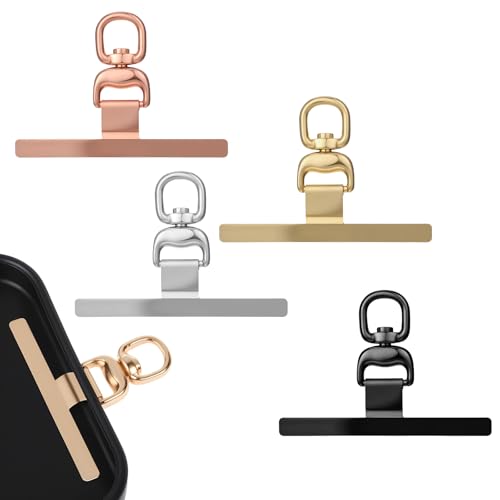 4 Stück Handykette Halterung Universalpads 360 Drehbarer Handy Handykette Pads mit Metallring Edelstahl Universal Tether Tabs Handy Kette Halterung Lanyard Patch Lanyard Pads für Meisten Smartphones
