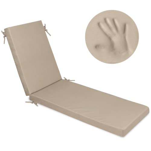 Milliard Memory Foam Outdoor Chaise Lounge Lawn Chair Cushion, With Waterproof And Washable Cover, Beige, 73X20X2.5 #TOP5
