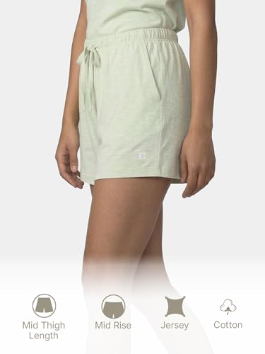 Image of Enamor Drawstring Mid Thigh Length Mid Rise Basic Shorts - Relaxed Fit, Super Soft Cotton - E062