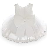  TTYAOVO Baby Mädchen Tüll Blume Prinzessin Hochzeitskleid Kleinkind Taufkleid Größe(18) 12-18 Monate 4 Weiß