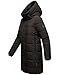 MARIKOO Damen Wintermantel warmer Steppmantel lang mit Kapuze und hohem Kragen Karumikoo XVI Black Gr. M
