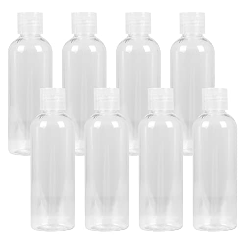 FINDIR 8 x Reiseflaschen, 100 ml, leer, Reisefläschchen, Flugzeug, transparent, kleine Kunststoffflasche, für Kosmetik, Lotion, Make-up, Shampoo, Duschgel, 8 Stück Cover