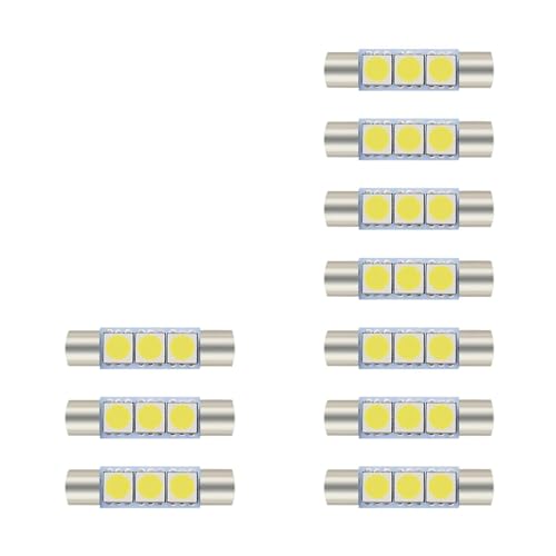 10 luces LED para visor de auto T6 28MM 12V 5050 3SMD blancas