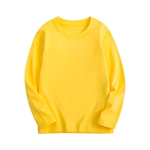 Kids Long Sleeves Cotton T Shirt Boys Girls Unisex Basic Soft Cotton Tops Solid Plain Crewneck Casual Tees Blouse
