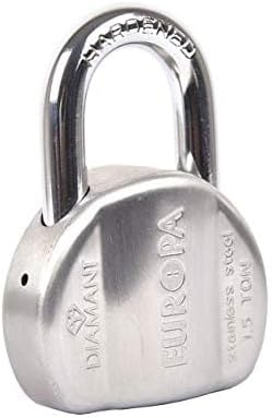 Europa L358 Europa Stainless Steel Diamant Padlock with 11 Pin Dimple Key, DLSB Technology, Modern Styling (Bump and D Shape), 58 mm Blister Pack, 9.5 mm Hard Shackle and 3 Dimple Keys