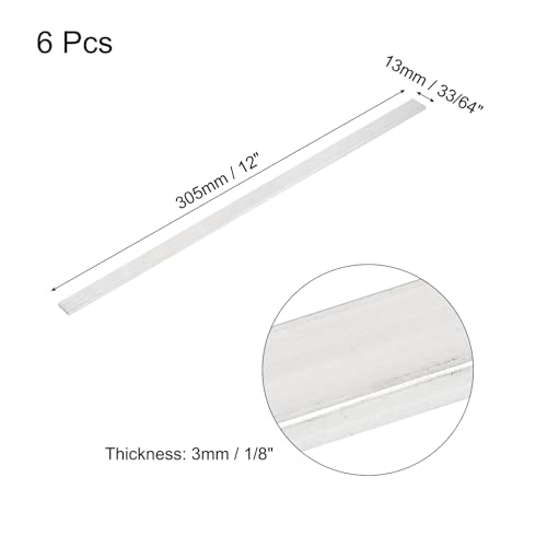 Image of MECCANIXITY 6 Pcs Square Aluminum Flat Bar, 1 /8 inch (3mm) Thick x 33 /64 inch (13mm) Width x 12 inch (305mm) Long 6061 Aluminum Flat Plate Solid New Mill Stock Silver for Industrial Building