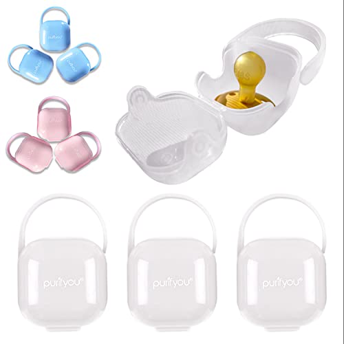 Image of PurePouch BPA-Free Pacifier and Nipple Shield Cases - Set of 3 Clear | Case for Diaper Bag & Stroller | Pacifier Box for Travel | Keeps Baby’s Binkies Clean and Accessible by purifyou