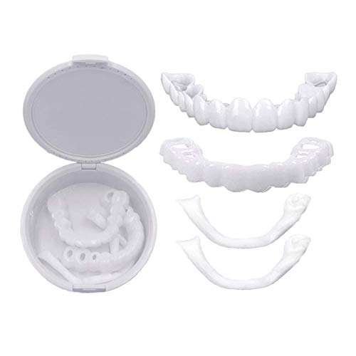 3PC Magic Teeth Brace Top and Bottom, Dentures, Temporary Dental Prosthesis, False Teeth, Top Cosmetic Dental Veneers, Comfort Fit,Flex Fits Prevently Quick Dentures