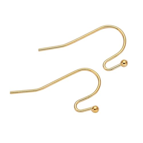 Image of Dhruv Crafts Golden Brass S Hook Earwire 50 Pcs with Earring Backs 50 Pcs Ball End Ear Hooks for Jewelry Making DIY Earring Findings Craft Supplies Accessories
