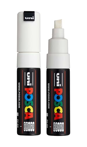 posca uni PC-8K Water-Based Paint Markers Broad Tip (8mm) White 2 Count