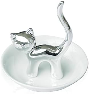 Porte-bagues Bijoux En Céramique Blanche Motif Renard - Vintage - Très Bon état