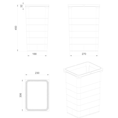 Caneca de basura 26 L con asa práctica plástico gris lava miniatura 2