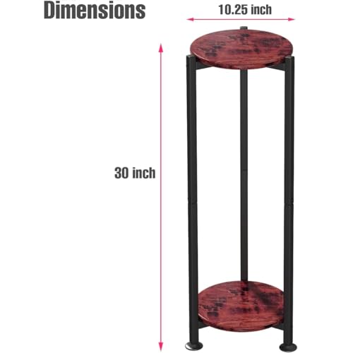 Image of Dime Store Metal Tall Corner End Table Side Table 2-Tier Round Stylish Plant Stand Bedside Table Corner Display Stand for Decorative Showpieces and Flower Vase for Living Room , Bedroom