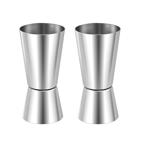 2 Pcs Spirit Measure, Shot Measures for Spirits, Alcohol Measure for Spirits, Drink Measures for Spirits, Stainless Steel Double Spirit Measures 25ml 50ml for Bar Home Wine Measurements
