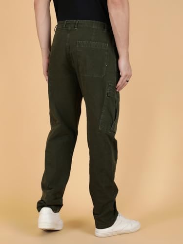 Image of KOTTY Men's Streetwear Style Utility Cargo Pants with Drawstring Waist and Flap Pockets