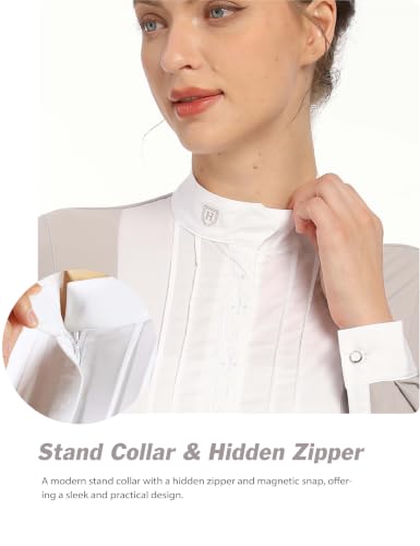 Chemise d'équitation plissée blanche à manches longues Harrison Howard brodée
