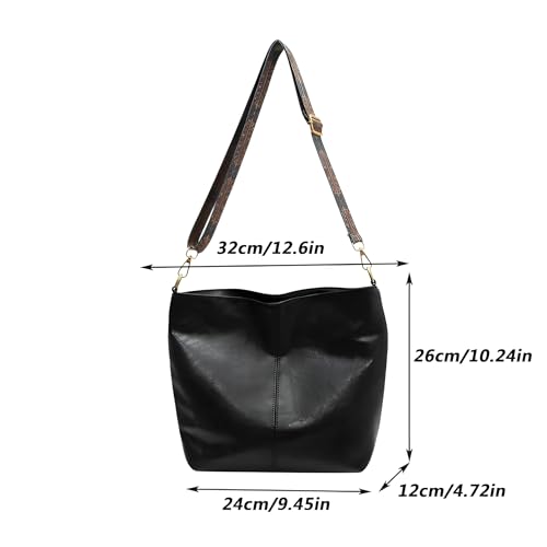 Image of Vegan Leather Hobo Bag with Boho Strap, Brown, 32cm x 11cm x 26cm, Water-Resistant
