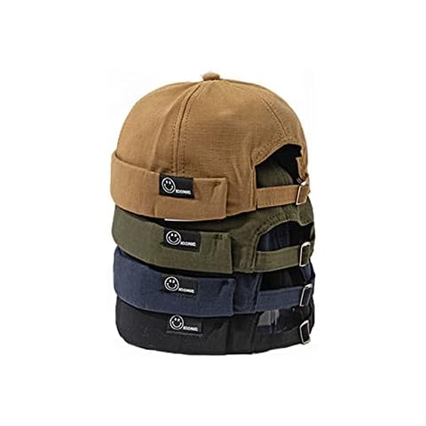 Jokejojack Skullcap Cycling Hat Beanie for Men Women Adjustable, Khaki-ame-blue-black, One size Cover