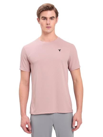 Image of TECHNOSPORT Men's Slim Fit Polyester Activewear Sports T-Shirt with Moisture-Wicking Comfort for Workout, Running & Gym
