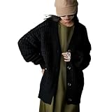[ニッセン] ポコポコVネックニットカーディガン 大きいサイズ有 GEVS. 黒 M