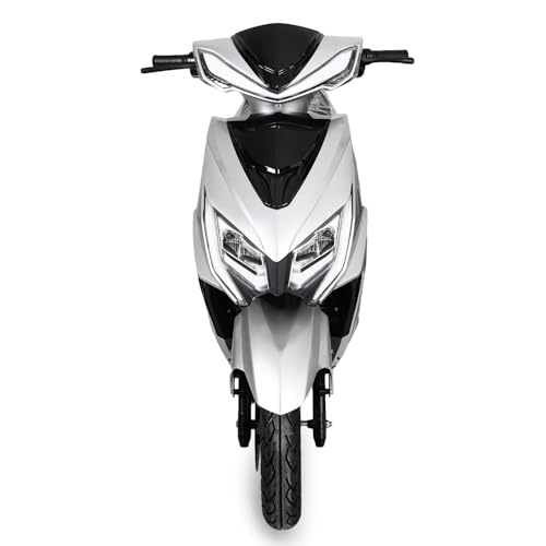 Image of Electric Scooter with Key Less Start, Non RTO EV Vehicle with 60-120Km Range, Digital Display, Alloy Wheels, Electric Bike, Scooty with Charger and Battery (Grey), For Adult