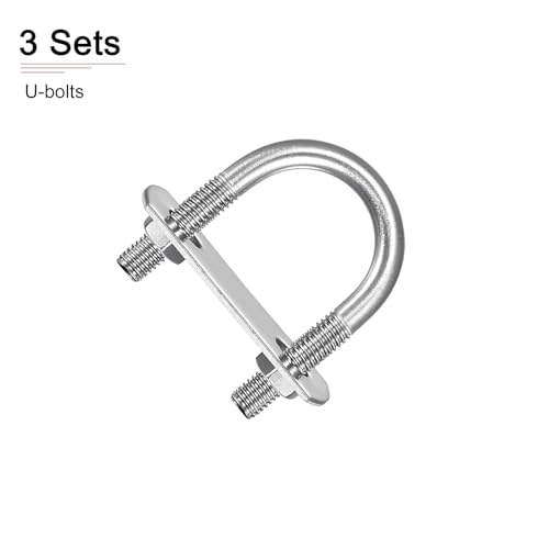 Image of DTGN M6x22x42mm(ThreadxWxL) Round U Bolt - 3Pack - Good for Trailer Pipe Replacement Parts - 304 Stainless Steel U Shape Bolts