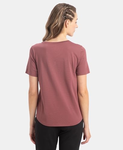 Image of Jockey AW88 Women Super Combed Cotton Rich Relaxed Fit Solid Curved Hem Styled Half Sleeve T-Shirt