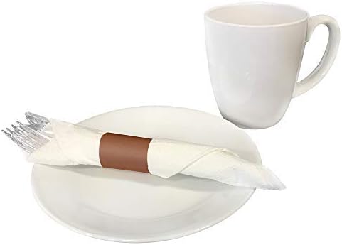 Raise Products Paper Napkin Bands Self Adhesive | Paper Napkin Rings Self-Adhering | Pre-Cut | Disposable | Safety Glue | Bond Paper | Pack of 4,000, 4.25โ x 1.5โ, Brown