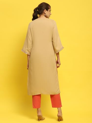 Image of Shree Women Liva (Rayon) White Floral Print Kurta