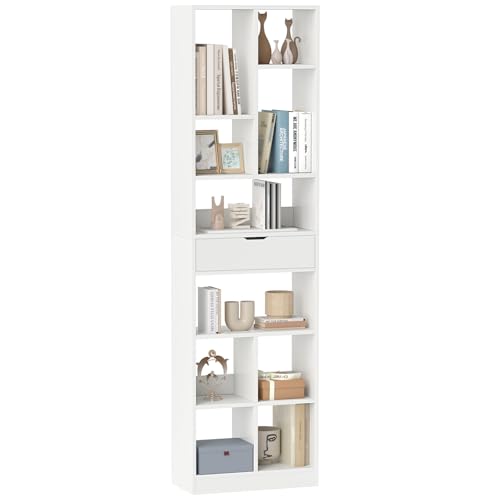Giantex 71" Bookcase with Drawer, Tall Freestanding Bookshelf with 10