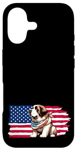 Drapeau américain St Bernard Dog – Funny 4th of July America Coque pour iPhone 17