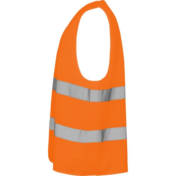 C&P Chaleco de seguridad personalizado alta visibilidad de cuello pico Con dos cintas reflectantes en pecho y espalda Cierre de velcro ajustable (Naranja) Pack de 20