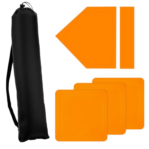Bases de baseball en PVC orange haute visibilité avec 3 plaques carrées et sac de rangement