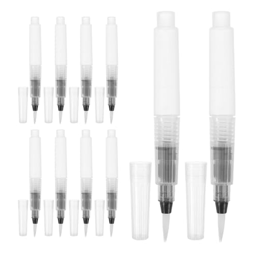 HOODANCOS Rotuladores de Acuarela Recargables 10 Unidades Punta Fina 120 Mm, Pinceles Solubles en Agua para Pintura, Gouache y Caligrafía, Material Plástico para Artistas y