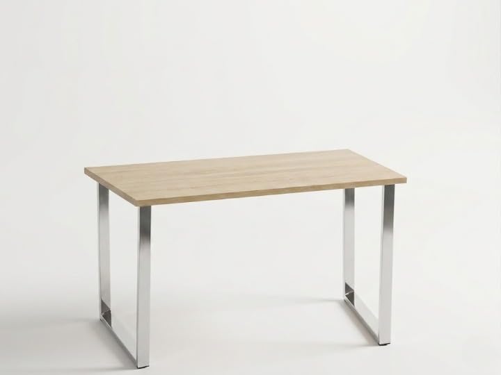 Image of Modern Engineered Wood Study Table with Metal Frame - Office & Home Desk Pack of 1 (Beige)