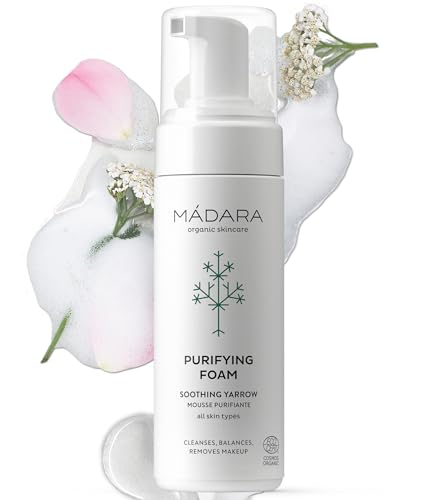 MÁDARA Organic Skincare | Mousse Nettoyante Visage - 150 ml, à l'extrait d'Achillée millefeuille Vegan, Mousse nettoyante douce, Vegan, Certifié Ecocert, Emballage recyclable