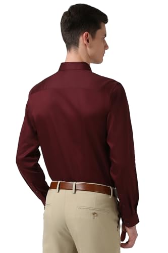 Image of Peter England Men's Satin Solid Regular Fit Formal Shirt | Cotton with Satin Sheen | Luxury