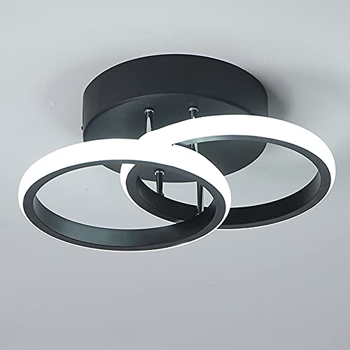 LED Ceiling Light Modern Ceiling Lamp Black Rings Simple Ceiling Light Fixture LED for Corridor Kitchen Stairs Hallway Study Room Bedroom Living Room - Black 20W (Cool White Light 6000K).