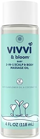 VIVVI & BLOOM Gentle 2-in-1 Baby Scalp & Body Massage Oil, Fast Absorbing Formula Ideal to Moisturize, for Massage to Remove Dry Flakes on Scalp, Hypoallergenic, 4 fl. Oz