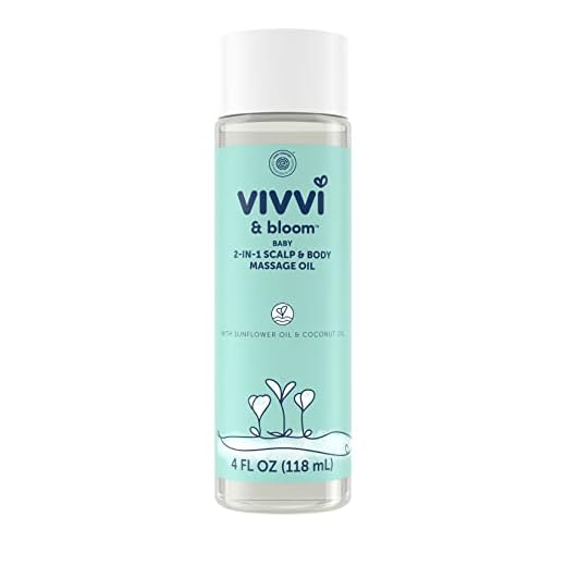 VIVVI & BLOOM Gentle 2-in-1 Baby Scalp & Body Massage Oil, Fast Absorbing Formula Ideal to Moisturize, for Massage to Remove Dry Flakes on Scalp, Hypoallergenic, 4 fl. Oz