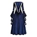 HAPNBCELE Medieval Dress for Womens, Renaissance Princess Costume Long Sleeve Dresses with Hood Evening Feast Party Halloween (Royalblue, Large