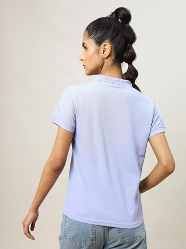 Image of TECHNOSPORT Womens Polyester Slim Fit Solid Half Sleeve Polo Matpiq T-Shirt with Techno Dry, Anti Static for Regular Use