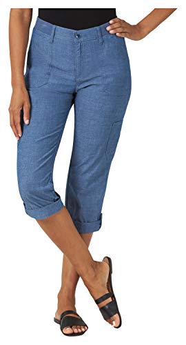 Lee Women s Flex-to-Go Cargo Capri Pant, Rinse Chambray, 6 Petite