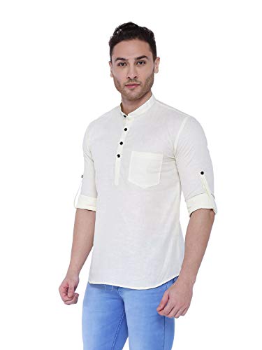 Image of Rajubhai Hargovindas Men's Linen Straight Short Kurta