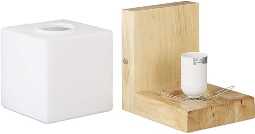 Aplique de pared de madera con vidrio esmerilado casquillo E27 interior 5