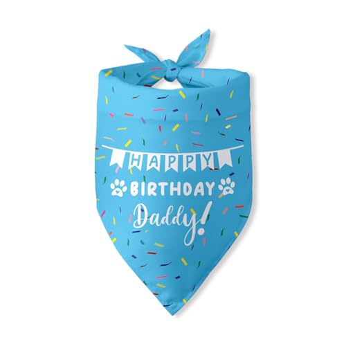 Happy Birthday Daddy Dad Triangle Dog Bandana Scarf for Dogs Dog Dad Gifts Accessories for Birthday Party Dog Dad Lovers Gift