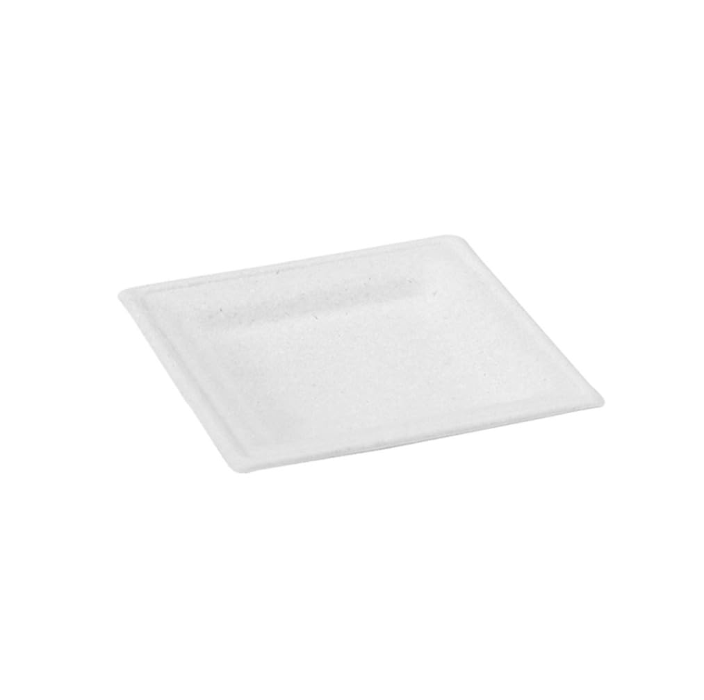 PacknWood 210APU1617 - Duty Biodegradable Square Sugarcane Plates - Disposable White Plates - Microwavable - Oven Safe - Biodegradable, and compostable Plate (L:6.30-W:1.65-H:6.20) in - Case of 500