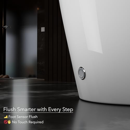 Image of Hindware Automate Imperial Smart Toilet | Adjustable Dryer | Heated Seat | Remote Control & Dual Flush | Nozzle Self-Cleaning | Foot Sensor Flush | Ceramic Floor-Mount EWC S-300 Trap | Star White