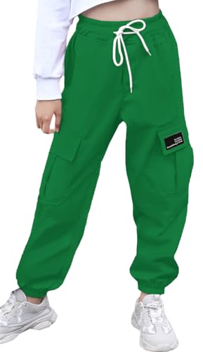 Image of Cromoncent Girls&Womens Cargo Pants Elastic Waist Lightweight Outdoor Jogger Pants, 6 Years - XX-Large