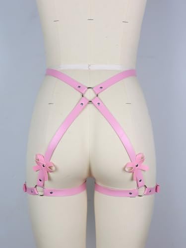 Image of Punk Leather Thigh Harness & Garter Belt for Women - Body Harness Lingerie, Waist Leg Garter for Halloween, Party, Nightclub
